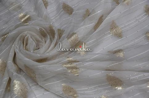 Sequin work and Lurex thread embroidery on Dyeable Organza Fabric DnoLUSQ02RFD
